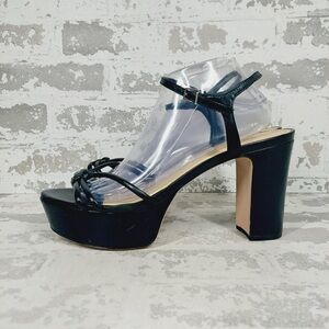 NEW Schutz Kelsie Platform Black Strappy Heeled Sandals E263